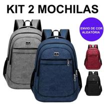 Kit 2 Mochilas Bolsa Viagem Resistente Impermeável Coreana Masculina Feminina Escola - Cor Aleatória - New Bag