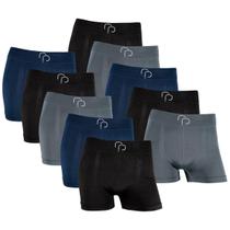 Kit com 12 Cuecas Boxer Basic Poliéster sem Costura Confortável Leve RP