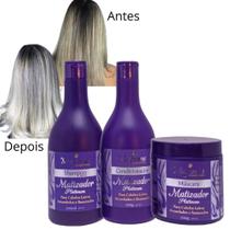 Kit com 3 passos matizador platinum maycrene naturiun (shampoo + condicionador + máscara)