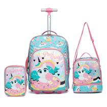 Kit Mochila de Rodinhas + Lancheira + Estojo Infantil Escolar - SPECTOR