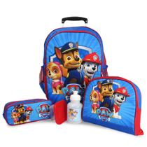 Kit Mochila Escolar Infantil Rodinhas G Patrulha Canina Azul - SM