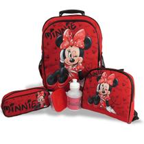 Kit Mochila Escolar Infantil Rodinhas Minnie G Vermelha - SM