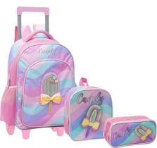 Kit Mochila Escolar Rodinhas Infantil Meninas Picolé Grande MIF5335-C - YEPP