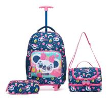 Mochila de Rodinha Kit com Lancheira e Estojo Spector Menina