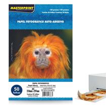 Papel Foto Adesivo Glossy prova dagua A4 130g 50fls Brilhante Secagem Rápida Impressão Jato de Tinta - Masterprint