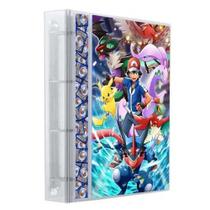 Pasta Fichário Álbum Cristal Cartas Cards Pokémon Ash XY com 10 Folhas 9 Bolsos 4 Argolas - Yes