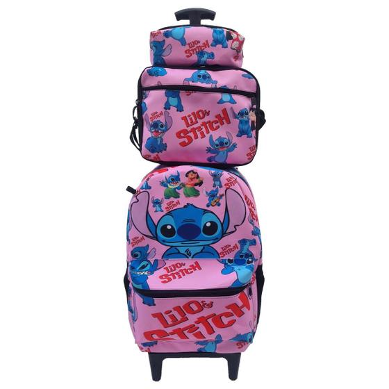 Imagem de Kit Mochila Rodinha LILO & STITCH Com Estojo E Lancheira Infantil