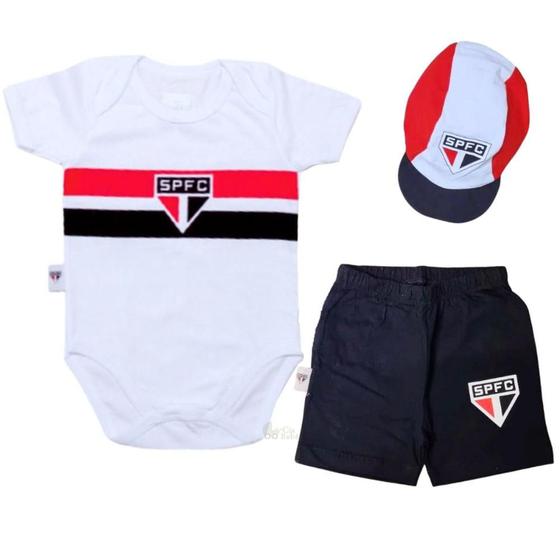 Imagem de Uniforme Bebê São Paulo Body Shorts e Boné Oficial