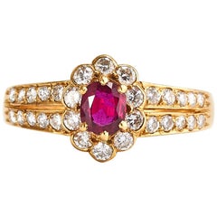 18k Yellow Gold Ruby and Diamond Ring