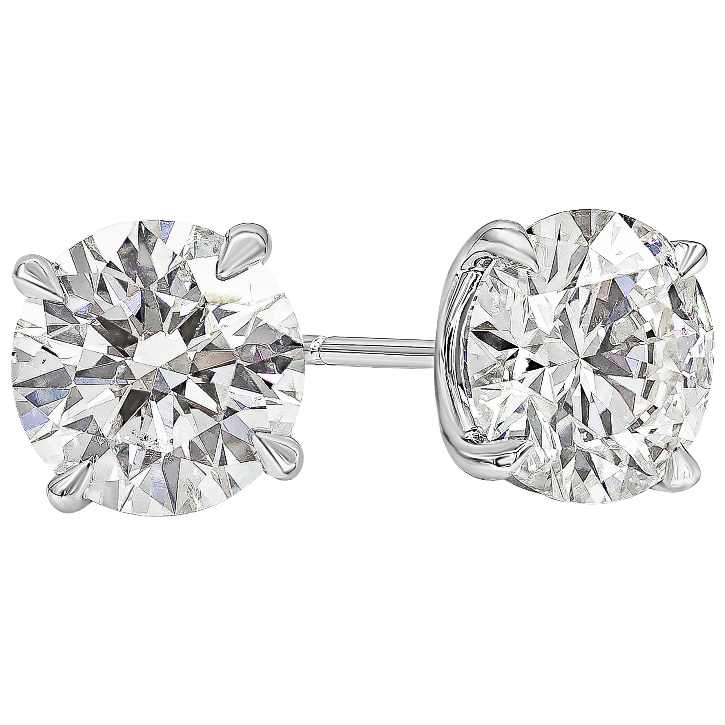 Roman Malakov 2.80 Carat Total Brilliant Round Diamond Stud Earrings For Sale