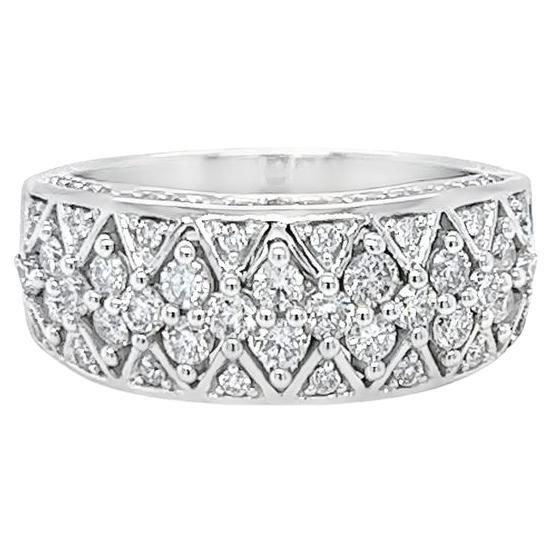 3 Sided Wide Diamond Band in White Gold