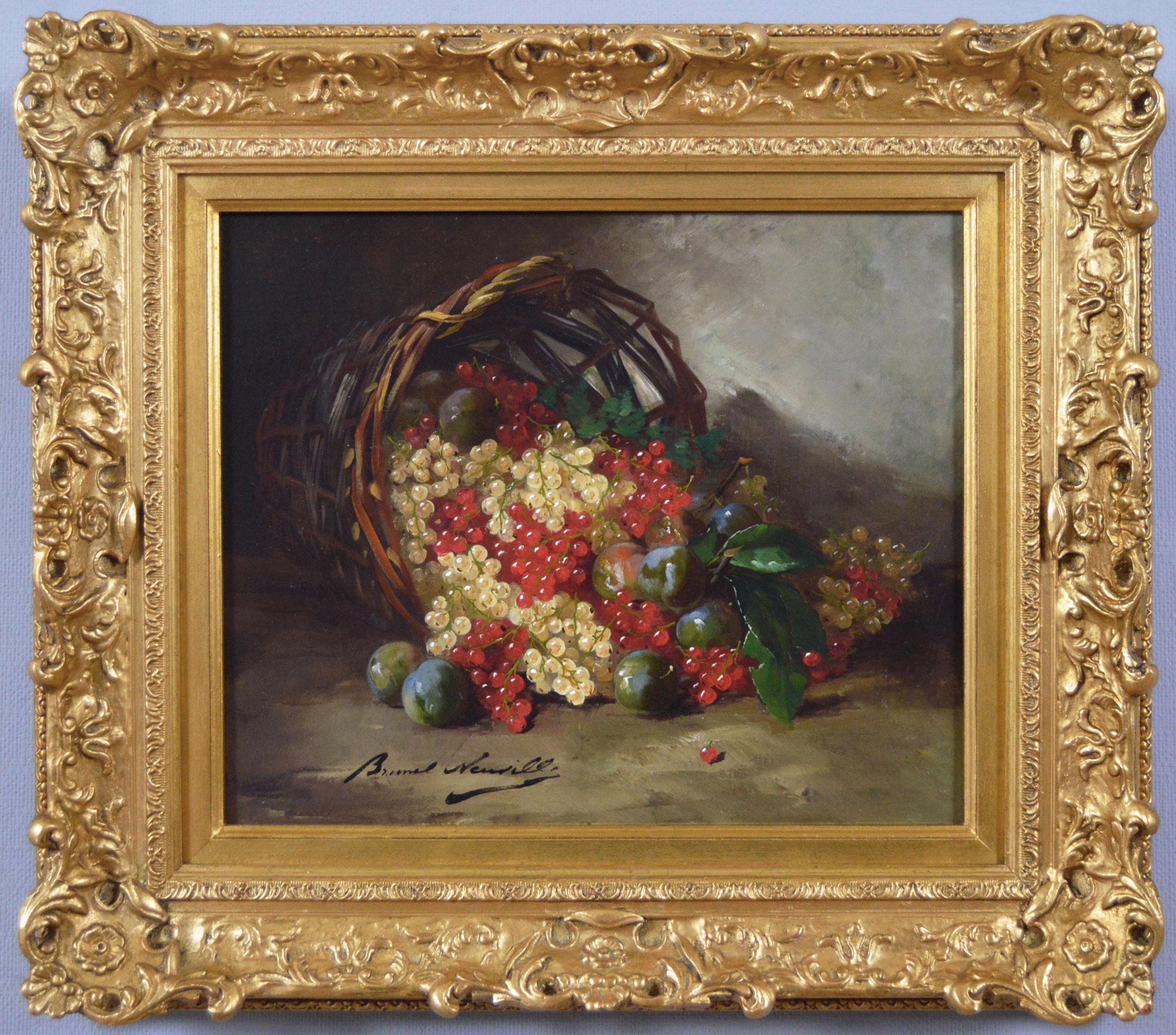 Still-Life Painting di Alfred Arthur Brunel De Neuville - Natura morta del XIX secolo dipinta a olio con frutta 