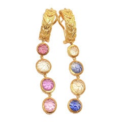 FEDERICO BUCCELLATI Iolite Tourmaline Rock Crystal Yellow Gold Earrings