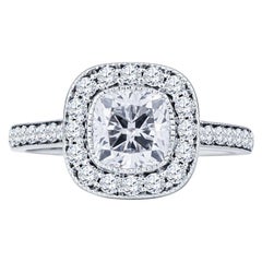 GIA Certified 1.31 Carat Cushion Cut F SI2 Diamond Engagement Ring