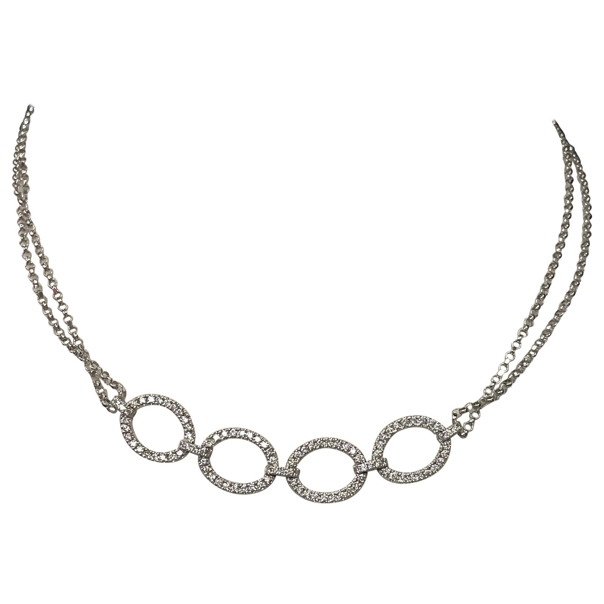 18K White Gold Diamond Choker Necklace