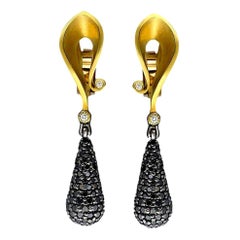 Alex Soldier Diamond Gold Drop Dangle Earrings One of a Kind