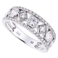 Rachel Koen Pave Diamond Ladies Ring 18K White Gold 1.15cttw