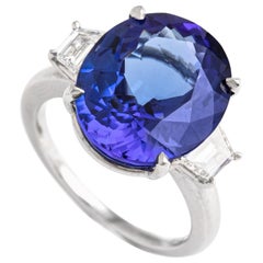 9.42 Carat Tanzanite Diamond White Gold Ring