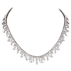 Multi Shape Diamonds Gold Drop Choker Necklace