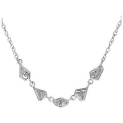 Brilliant-Cut Fancy White Diamond Five Stone White Gold Necklace, 2024