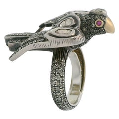 Bibi van der Velden bird gold & silver ring