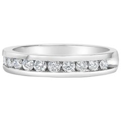 IGI Certified 1/2 Cttw Diamond 18K White Gold Eternity Style Wedding Band Ring