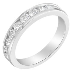 IGI Certified 1.0 Cttw Diamond 18K White Gold Half-Eternity Band Wedding Ring