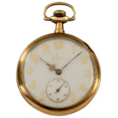 Elgin Open Face 14 Karat Yellow Gold Pocket Watch 15 Jewel Grade 315