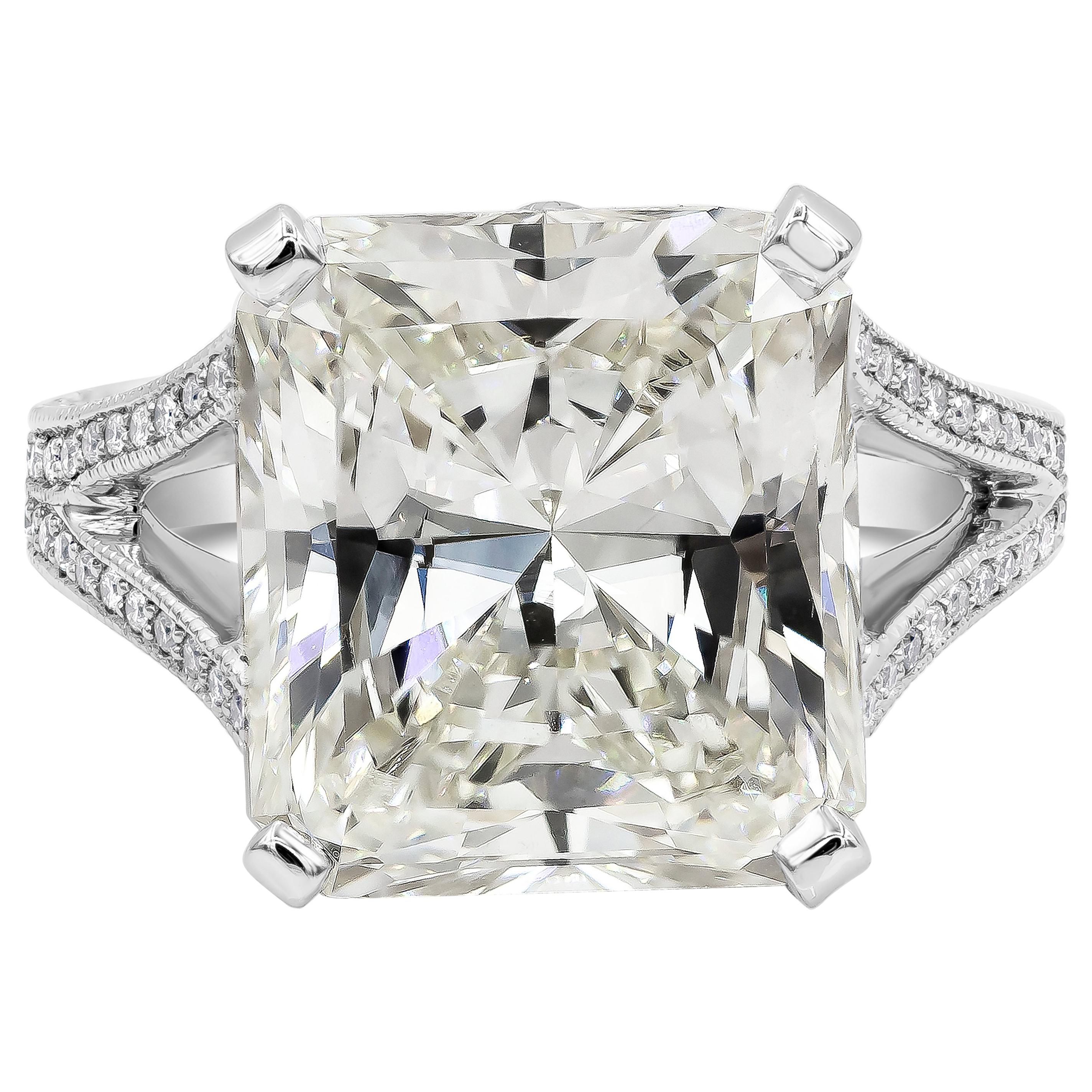 GIA Certified 10.65 Carats Radiant Cut Diamond Engagement Ring in Platinum