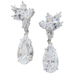 Harry Winston, Platinum and Diamond Pendant Earrings