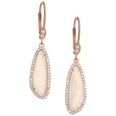 Meira T Chalcedony Rose Gold and Diamond Drop Earrings