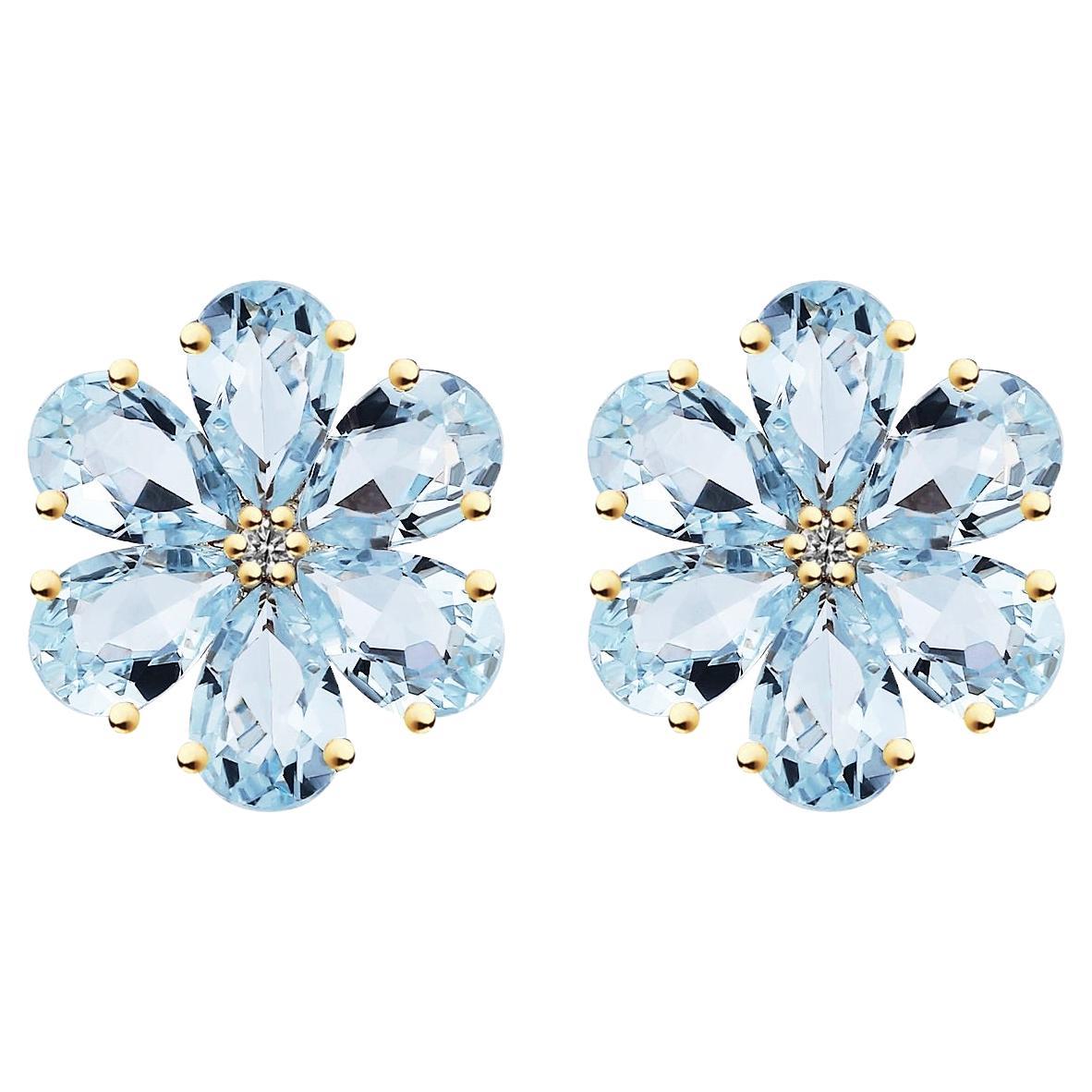 Nina Zhou Aquamarine Diamond Forget-me-Not Earrings