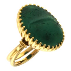 18K Yellow Gold Ring with Green Agate