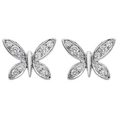 Roman Malakov 0.25 Carats Total Brilliant Round Diamond Butterfly Stud Earrings