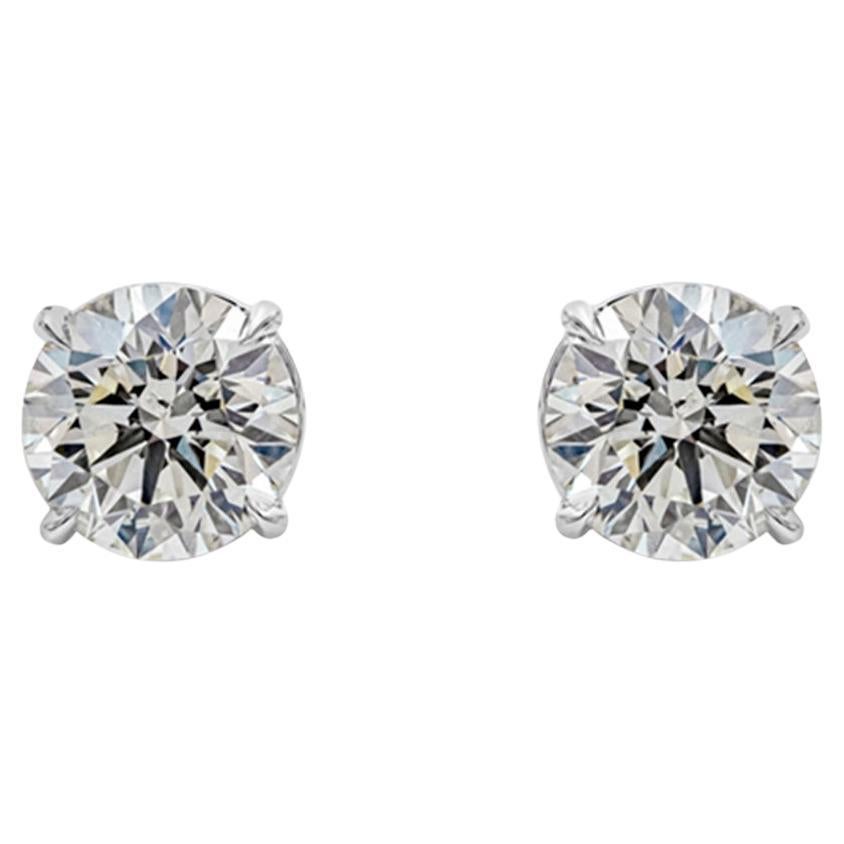 Roman Malakov 6.08 Carats Total Brilliant Round Shape Diamond Stud Earrings