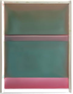 Rose Bleed Wide Footer - Contemporary Sage Jade Green Pale Pink Yupo Paper, 2022