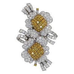 Vintage Diamond Blossom Convertible Double Clip Brooch