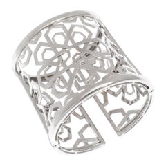 White Gold Musharabieh Cuff Bracelet