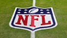 The NFL logo is seen on the field prior to a game between the Green Bay Packers and Miami Dolphins at Hard Rock Stadium on December 25, 2022 in Miami Gardens, Florida.