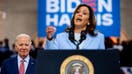 U.S. Vice President Kamala Harris introduces U.S. President Joe Biden during a campaign rally at Girard College on May 29, 2024 in Philadelphia, Pennsylvania.