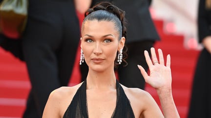 Bella Hadid attends the screening of the film "L'amour ouf" at the 77th annual Cannes Film Festival at Palais des Festivals.