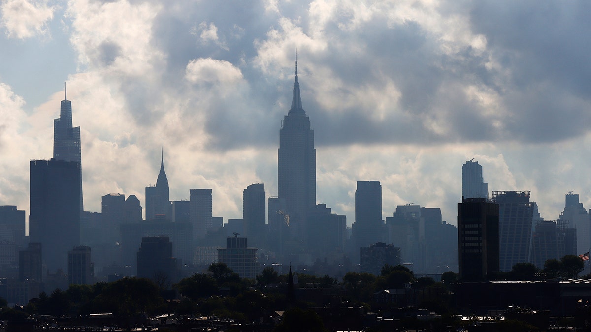 Sun rises in midtown Manhattan