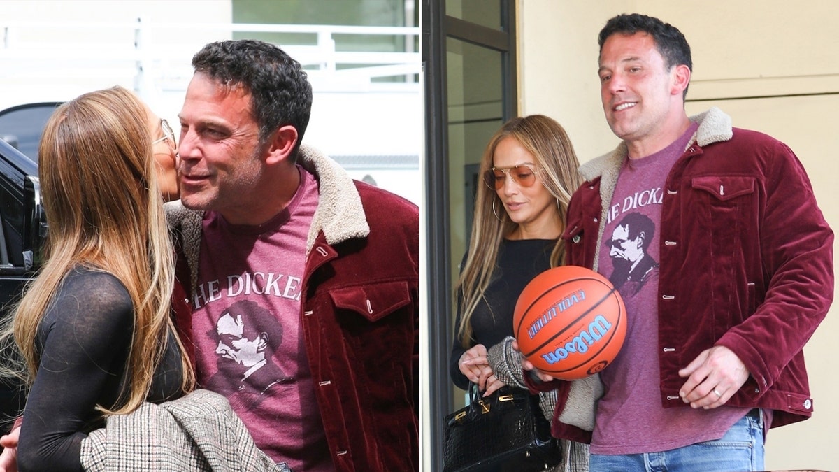 Jennifer Lopez wears black blouse with husband Ben Affleck in jeans and a T-shirt in LA.