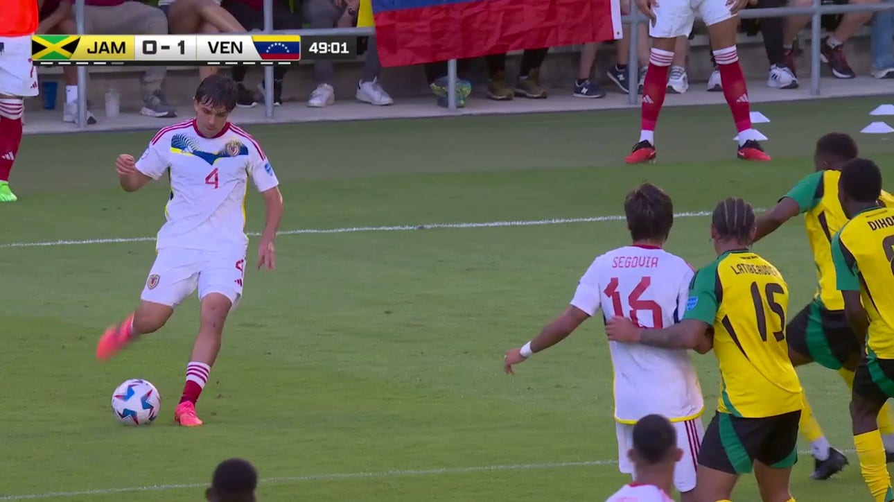 Eduard Bello scores a goal in 49' to give Venezuela a 1-0 lead over Jamaica | 2024 Copa América