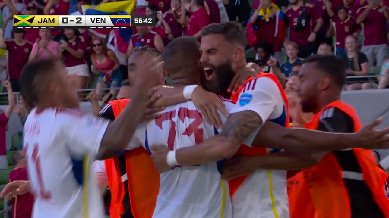 Salomón Rondón scores to give Venezuela a 2-0 lead over Jamaica | 2024 Copa América