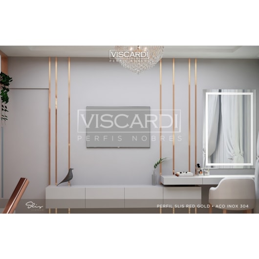 Acabamento Viscardi Para Parede Slis 77 Slis Red Gold Aço Inox 304  - Imagem principal - 7a768add-5489-4b9d-936f-71daffabcbc1