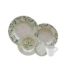 Aparelho De Jantar Oliva em Porcelana Decorada 20 Peças Tramontina 