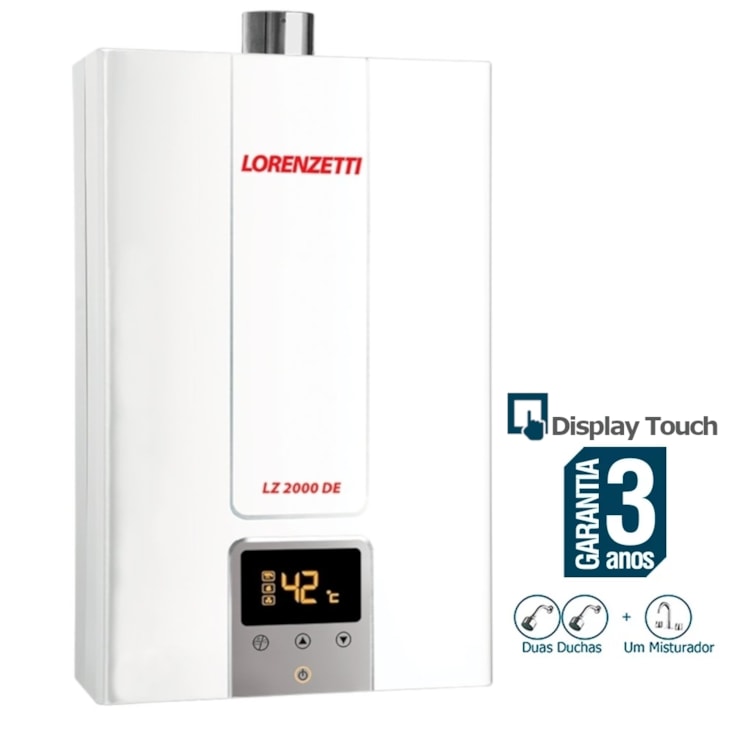 Aquecedor De Água A Gás Digital 20L GLP EF LZ2000DE Branco Lorenzetti