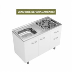 Balcão Fogão Pia Branco Gaveta Na Direita Ghelplus 120x84,5x51cm