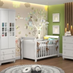 Berço Mini-Cama Lara Branco Brilho Carolina Baby Cb001